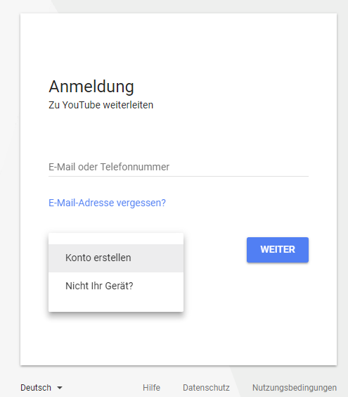 Google Konto anmelden
