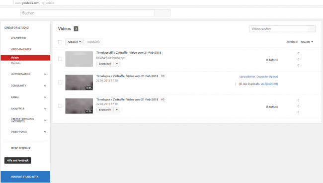 Youtube Upload verfolgen Youtube Upload verfolgen